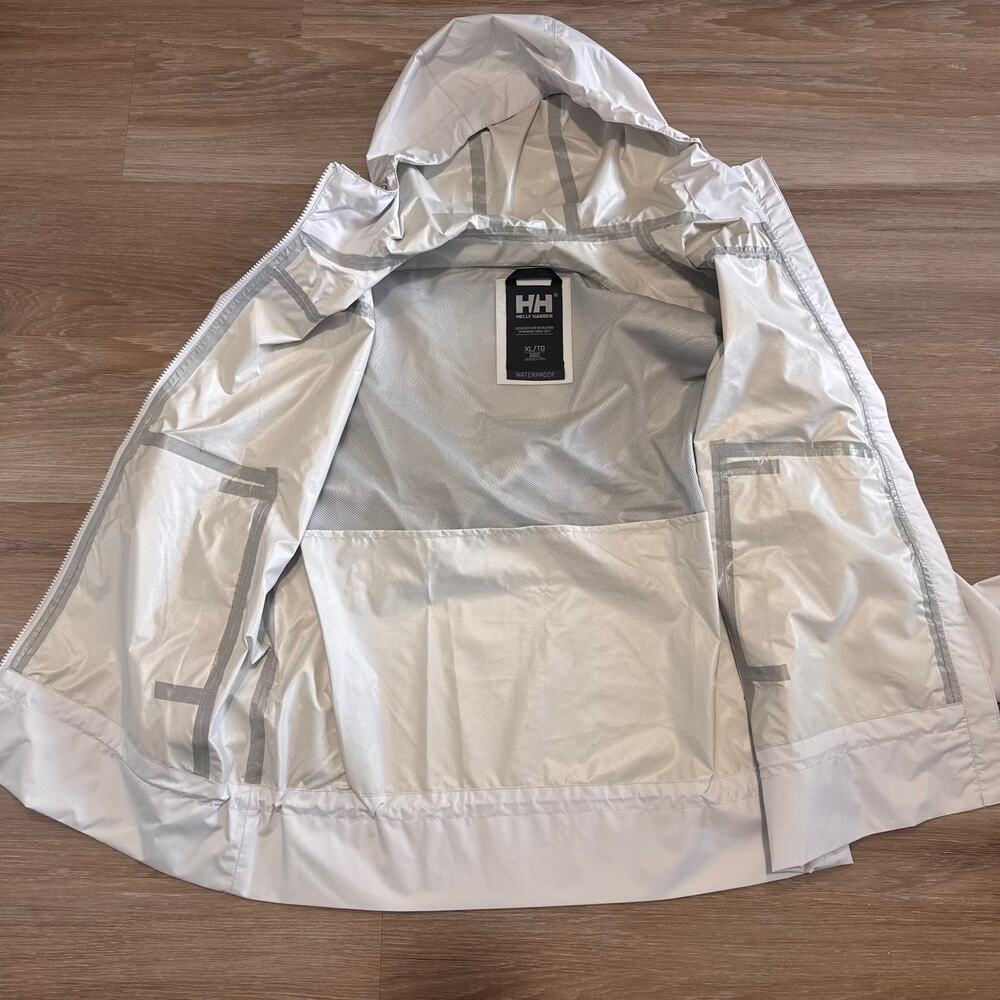 Helly Hansen Women's XL Waterproof Hooded Rain Jacket DWR Windproof Shell - Picture 14 of 16
